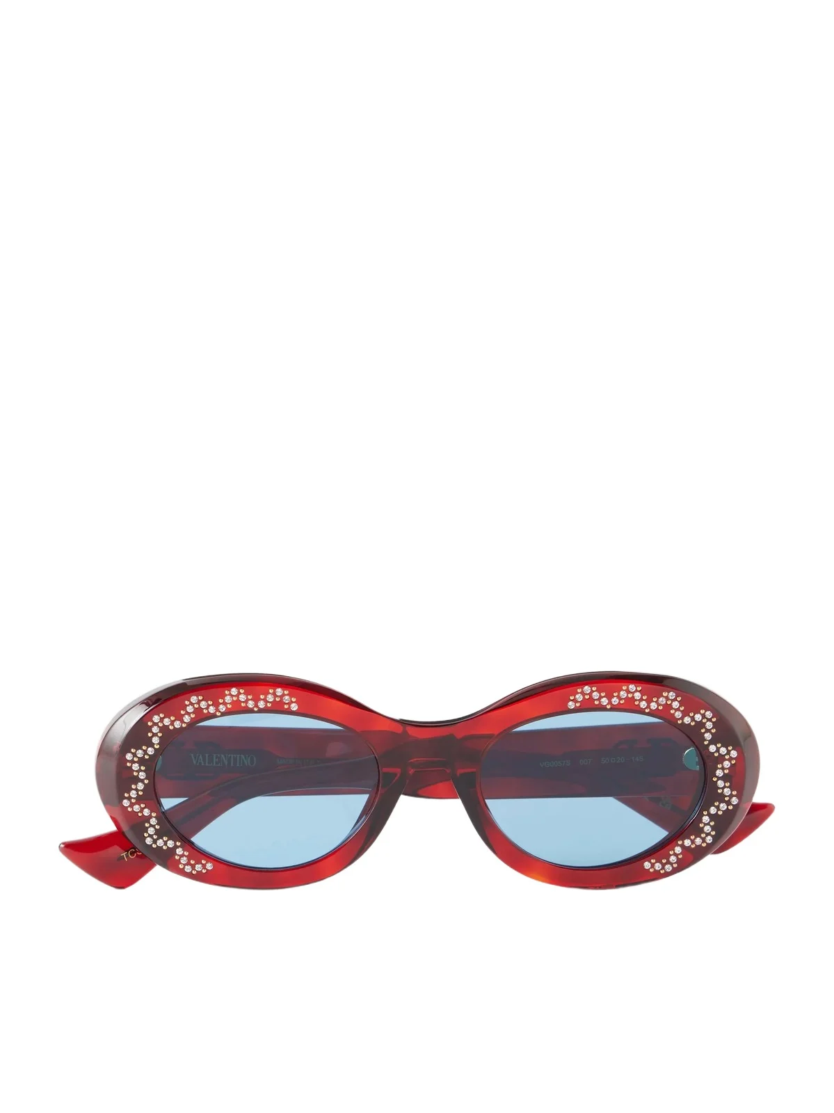 Valentino Eyewear Crystal-embellished Round-frame Recycled Acetate Sunglasses