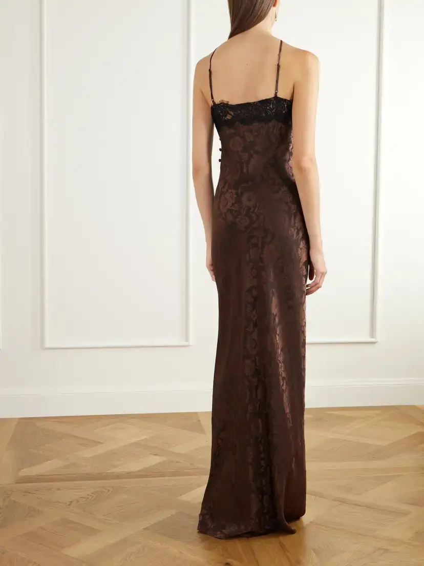 Veronica Beard Rue Lace-trimmed Floral-jacquard Silk-blend Satin Gown | Thumbnail 3 Veronica Beard Rue Lace-trimmed Floral-jacquard Silk-blend Satin Gown | Thumbnail 3