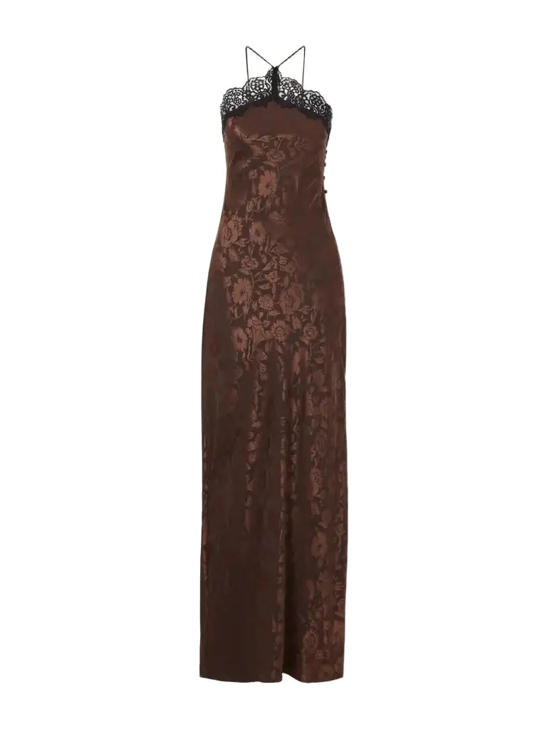 Veronica Beard Rue Lace-trimmed Floral-jacquard Silk-blend Satin Gown