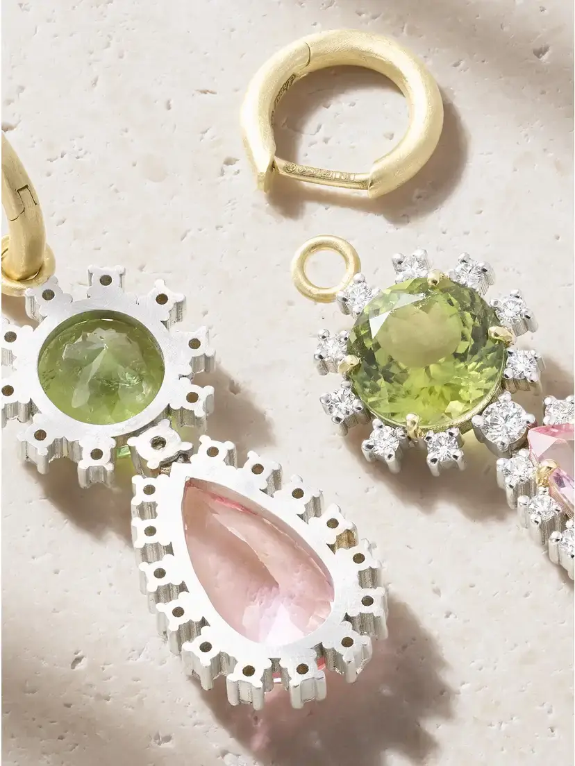 Irene Neuwirth Gemmy Gem 18-karat Yellow And White Gold Diamond, Tourmaline And Morganite Earrings - Green | Thumbnail 3 Irene Neuwirth Gemmy Gem 18-karat Yellow And White Gold Diamond, Tourmaline And Morganite Earrings - Green | Thumbnail 3
