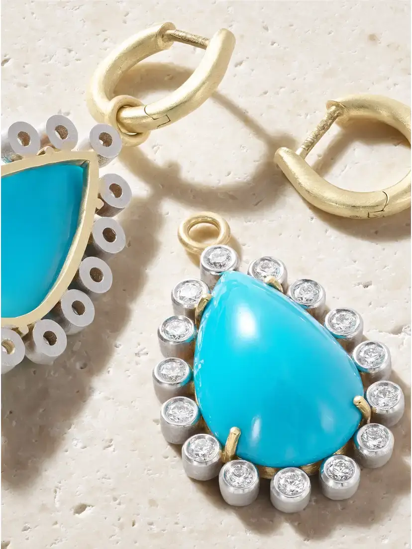 Irene Neuwirth Gemmy Gem 18-karat Yellow And White Gold Diamond And Turquoise Earrings - Blue | Thumbnail 3