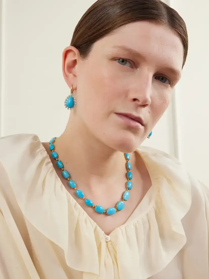 Irene Neuwirth Gemmy Gem 18-karat Yellow And White Gold Diamond And Turquoise Earrings - Blue | Thumbnail 4