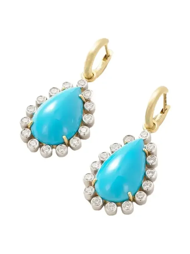 Gemmy Gem 18-karat Yellow And White Gold Diamond And Turquoise Earrings - Blue Gemmy Gem 18-karat Yellow And White Gold Diamond And Turquoise Earrings - Blue