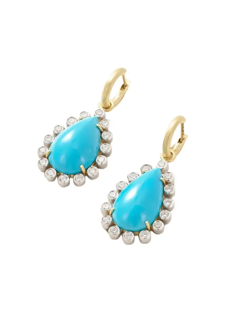 Gemmy Gem 18-karat Yellow And White Gold Diamond And Turquoise Earrings - Blue Gemmy Gem 18-karat Yellow And White Gold Diamond And Turquoise Earrings - Blue