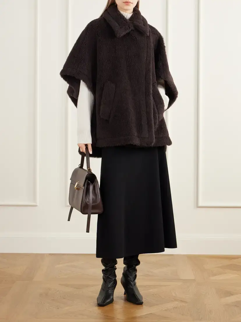 Max Mara Tebe Alpaca, Wool And Silk-blend Fleece Cape | Thumbnail 2 Max Mara Tebe Alpaca, Wool And Silk-blend Fleece Cape | Thumbnail 2