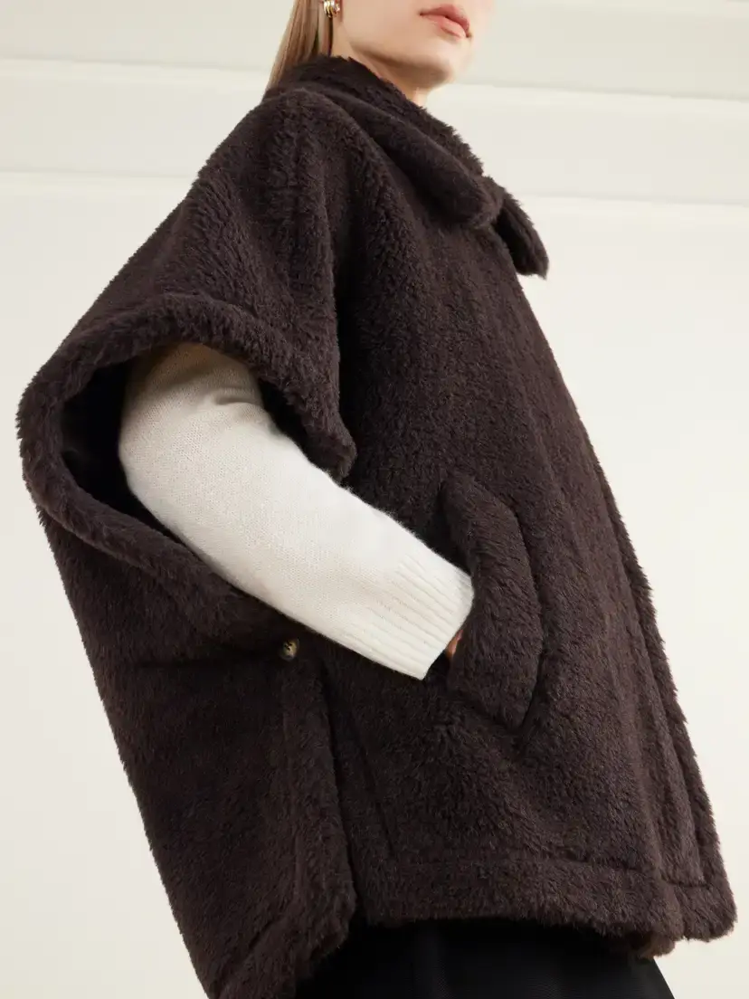 Max Mara Tebe Alpaca, Wool And Silk-blend Fleece Cape | Thumbnail 4 Max Mara Tebe Alpaca, Wool And Silk-blend Fleece Cape | Thumbnail 4