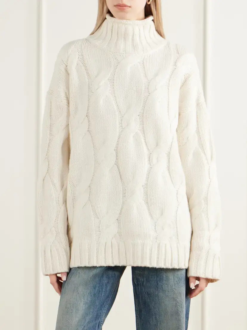 Loulou de Saison Wara Cable-knit Cashmere Turtleneck Sweater | Thumbnail 3 Loulou de Saison Wara Cable-knit Cashmere Turtleneck Sweater | Thumbnail 3