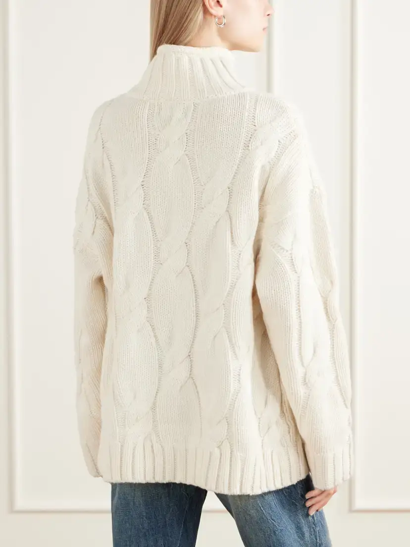 Loulou de Saison Wara Cable-knit Cashmere Turtleneck Sweater | Thumbnail 4 Loulou de Saison Wara Cable-knit Cashmere Turtleneck Sweater | Thumbnail 4
