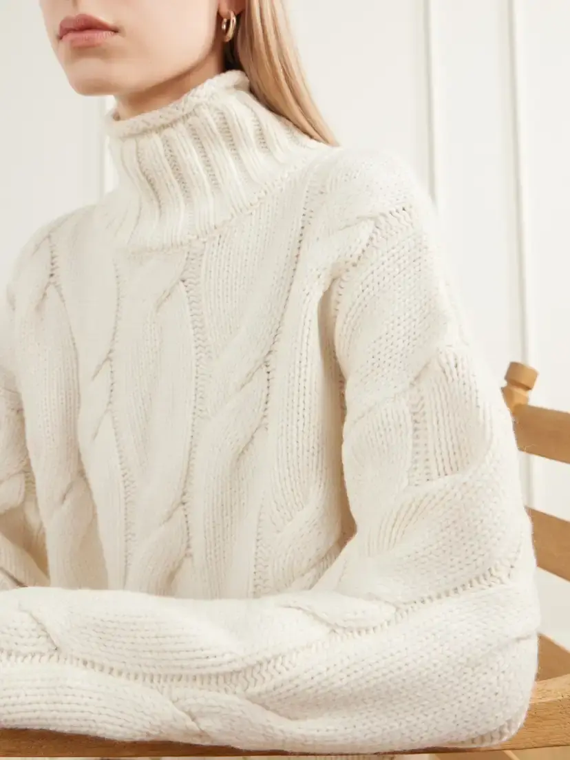Loulou de Saison Wara Cable-knit Cashmere Turtleneck Sweater | Thumbnail 5 Loulou de Saison Wara Cable-knit Cashmere Turtleneck Sweater | Thumbnail 5