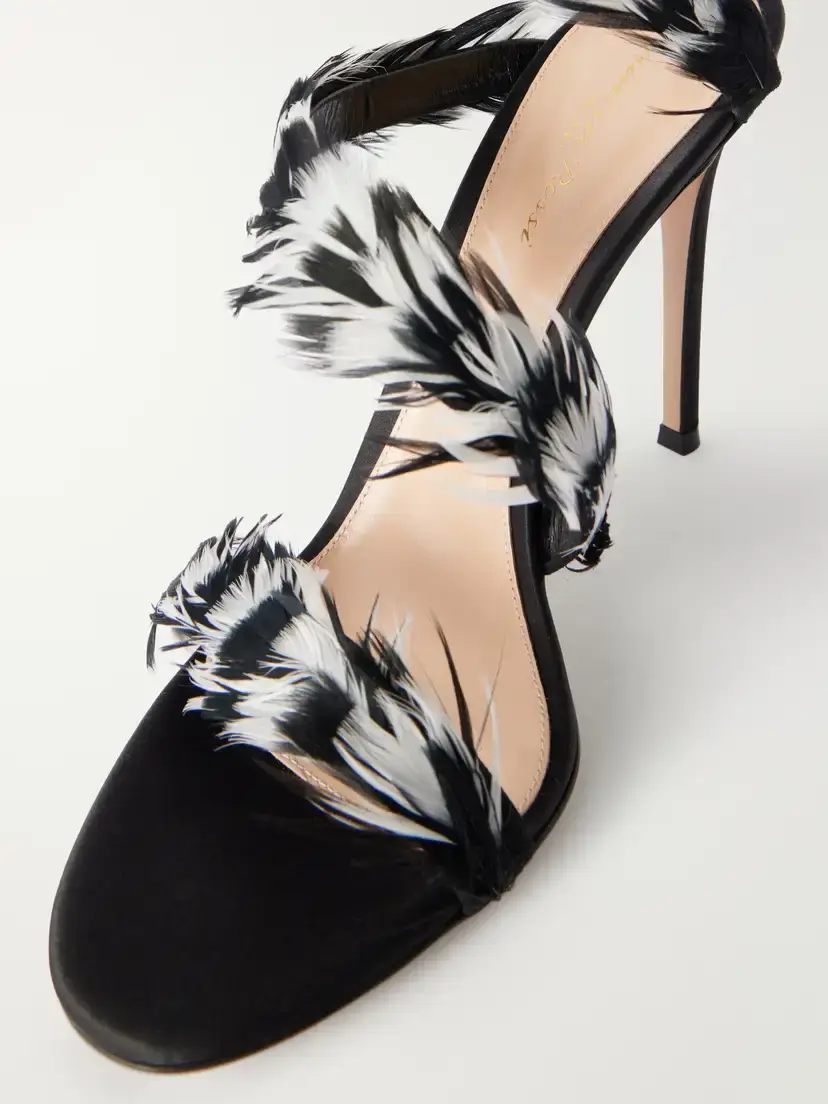 Gianvito Rossi Opera 105 Feather-trimmed Leather Sandals | Thumbnail 5
