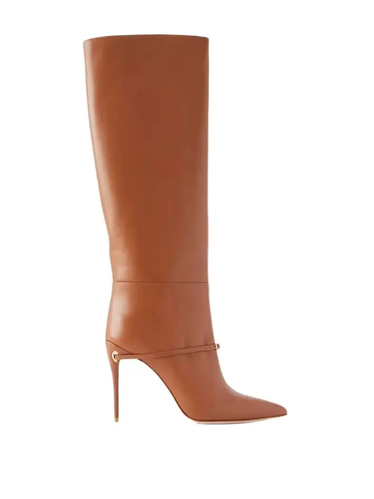 Jennifer Chamandi Cece 105 Buckle-detailed Leather Knee Boots