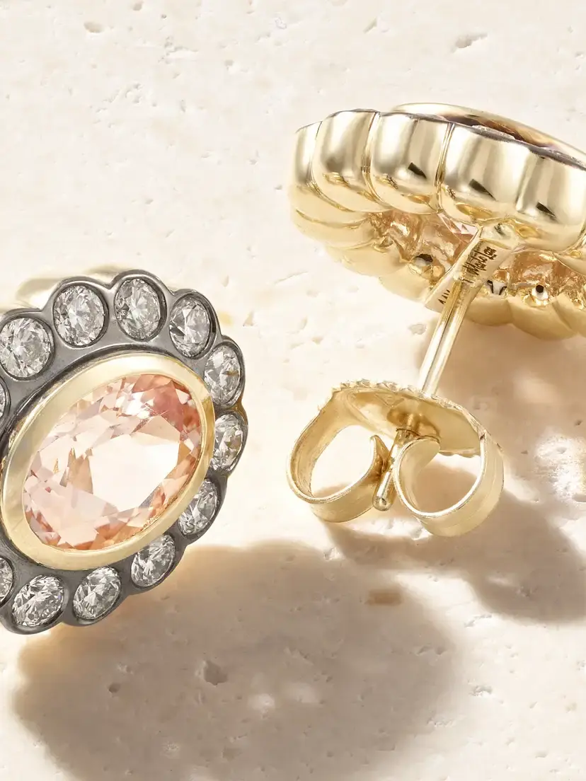 Marlo Laz Lexie 14-karat Gold, Morganite And Diamond Earrings | Thumbnail 3