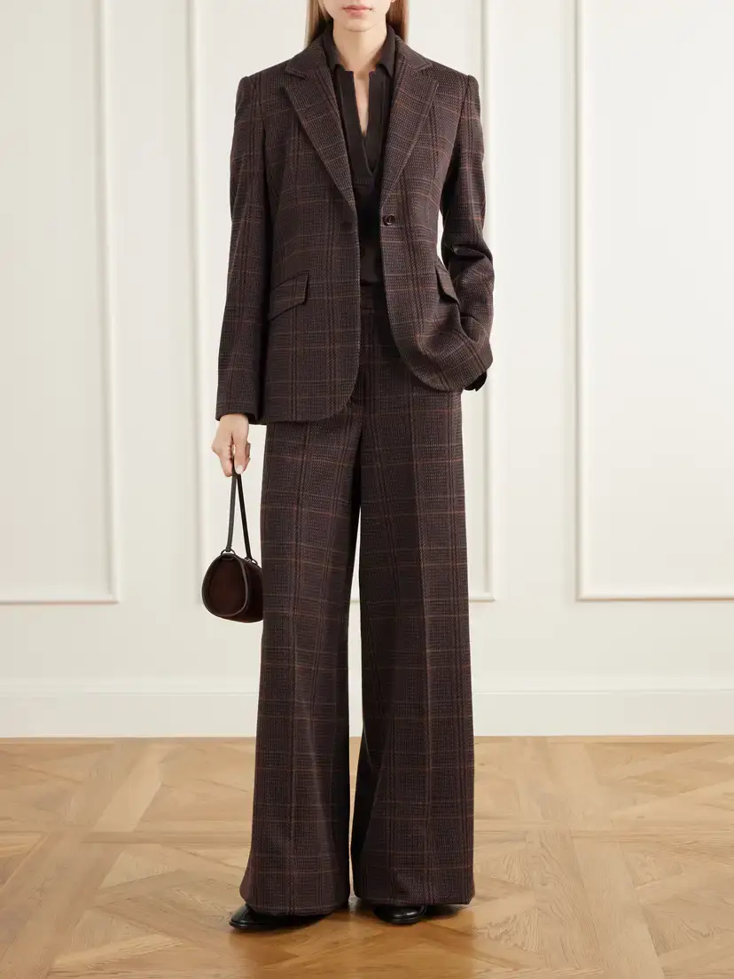 Max Mara Emiro Prince Of Wales Checked Wool And Cotton-blend Twill Wide-leg Pants | Thumbnail 2 Max Mara Emiro Prince Of Wales Checked Wool And Cotton-blend Twill Wide-leg Pants | Thumbnail 2