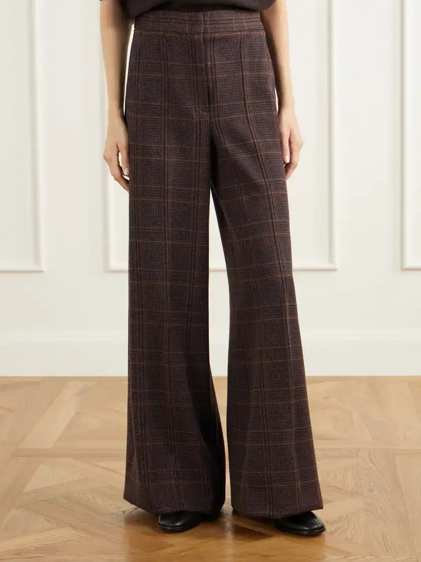 Max Mara Emiro Prince Of Wales Checked Wool And Cotton-blend Twill Wide-leg Pants | Thumbnail 3 Max Mara Emiro Prince Of Wales Checked Wool And Cotton-blend Twill Wide-leg Pants | Thumbnail 3
