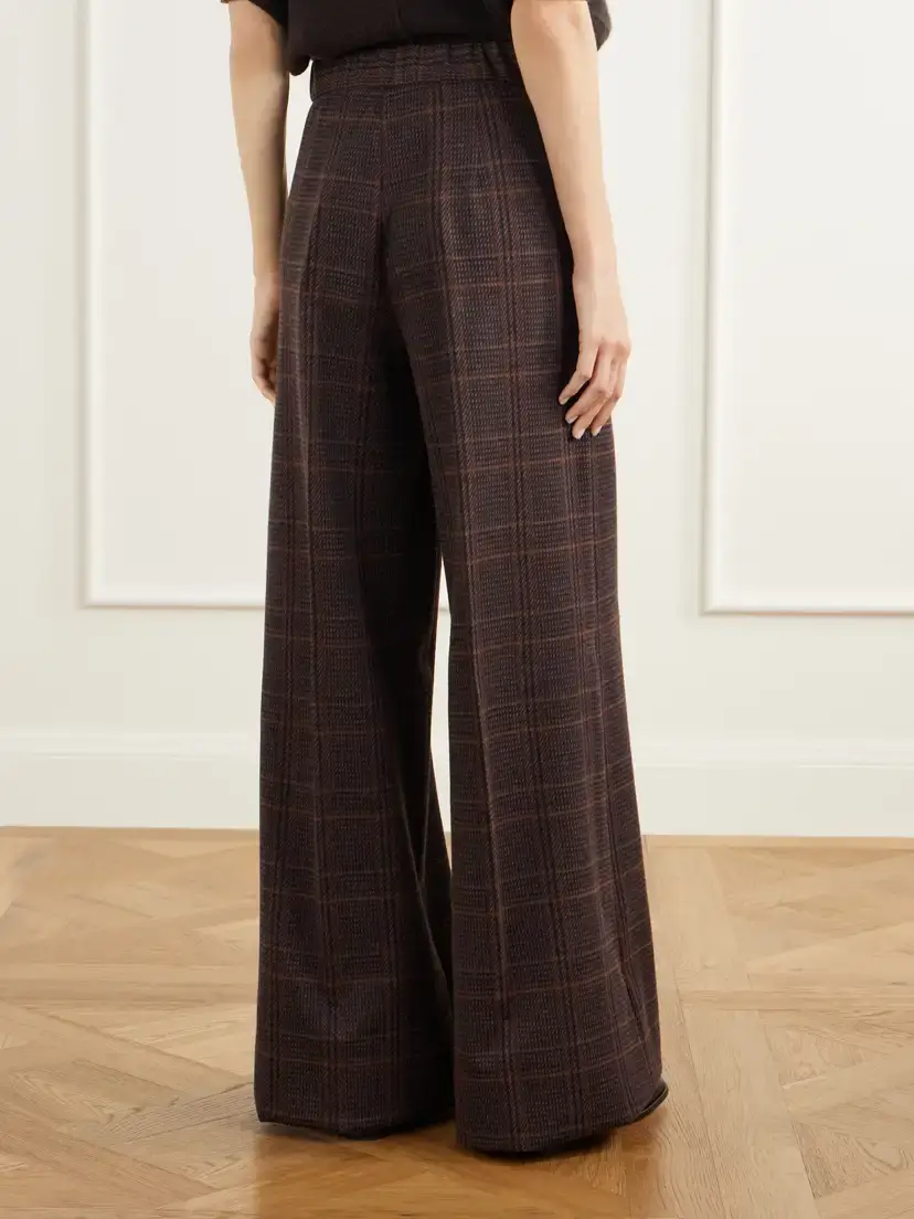 Max Mara Emiro Prince Of Wales Checked Wool And Cotton-blend Twill Wide-leg Pants | Thumbnail 4 Max Mara Emiro Prince Of Wales Checked Wool And Cotton-blend Twill Wide-leg Pants | Thumbnail 4