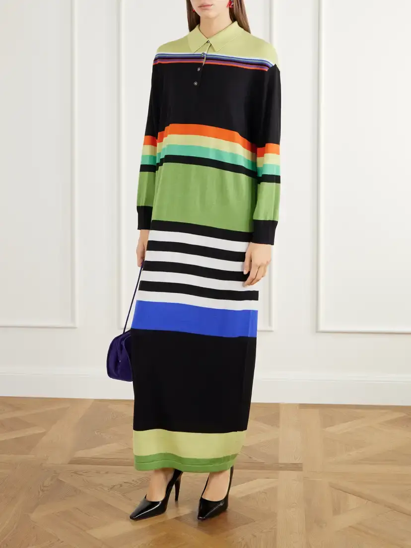 Christopher John Rogers Striped Merino Wool And Silk-blend Maxi Dress | Thumbnail 2