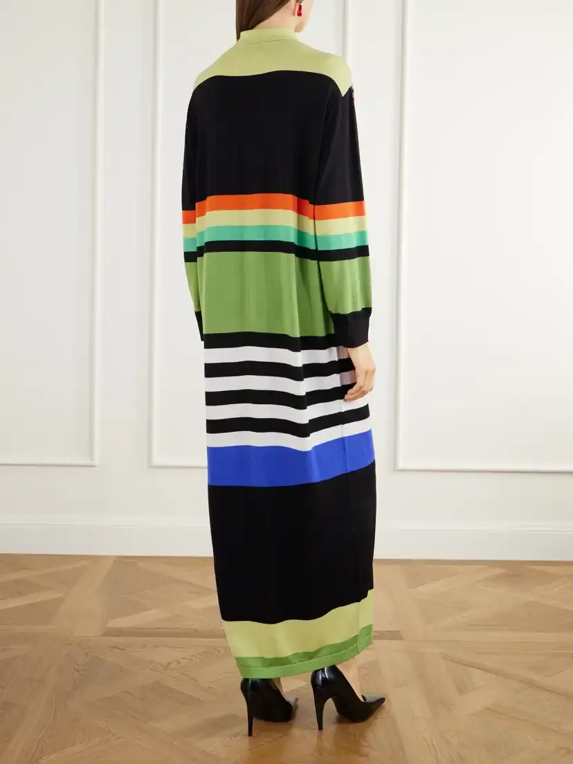 Christopher John Rogers Striped Merino Wool And Silk-blend Maxi Dress | Thumbnail 3