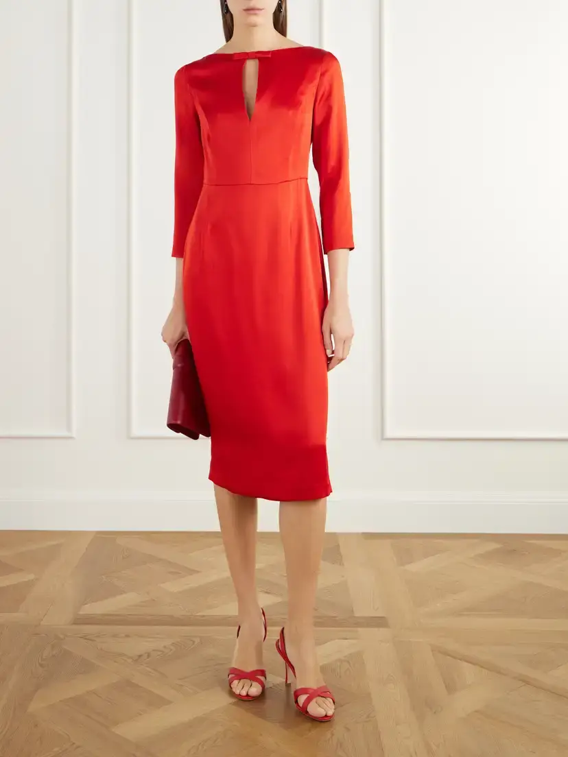 BERNADETTE Eleni Bow-detailed Satin Midi Dress | Thumbnail 2 BERNADETTE Eleni Bow-detailed Satin Midi Dress | Thumbnail 2