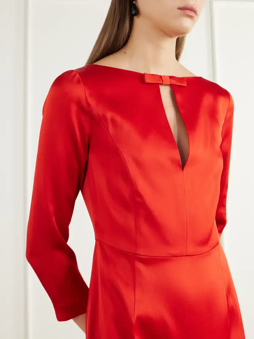 BERNADETTE Eleni Bow-detailed Satin Midi Dress | Thumbnail 4 BERNADETTE Eleni Bow-detailed Satin Midi Dress | Thumbnail 4