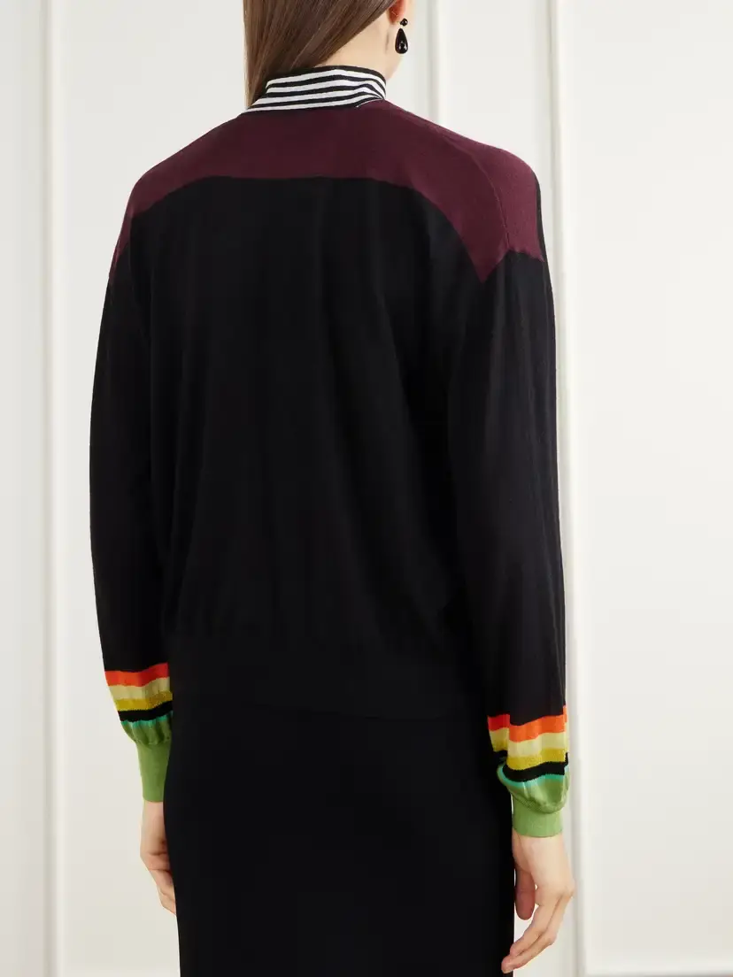Christopher John Rogers Tie-detailed Striped Wool And Silk-blend Sweater | Thumbnail 4 Christopher John Rogers Tie-detailed Striped Wool And Silk-blend Sweater | Thumbnail 4