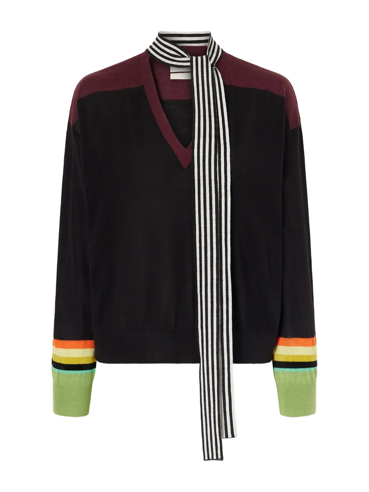 Tie-detailed Striped Wool And Silk-blend Sweater - Multi