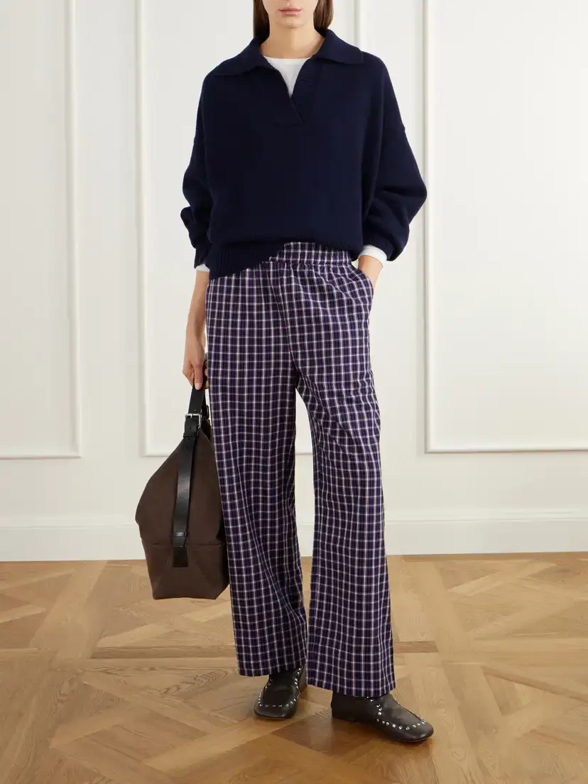 SKALL Jasmine Checked Organic Cotton-poplin Wide-leg Pants | Thumbnail 2 SKALL Jasmine Checked Organic Cotton-poplin Wide-leg Pants | Thumbnail 2