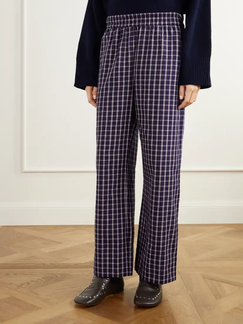 SKALL Jasmine Checked Organic Cotton-poplin Wide-leg Pants | Thumbnail 3 SKALL Jasmine Checked Organic Cotton-poplin Wide-leg Pants | Thumbnail 3