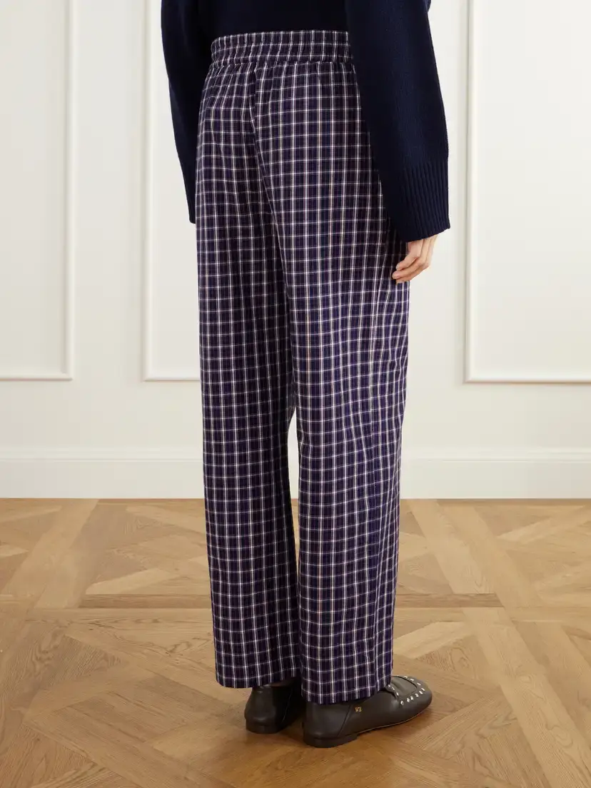 SKALL Jasmine Checked Organic Cotton-poplin Wide-leg Pants | Thumbnail 4 SKALL Jasmine Checked Organic Cotton-poplin Wide-leg Pants | Thumbnail 4