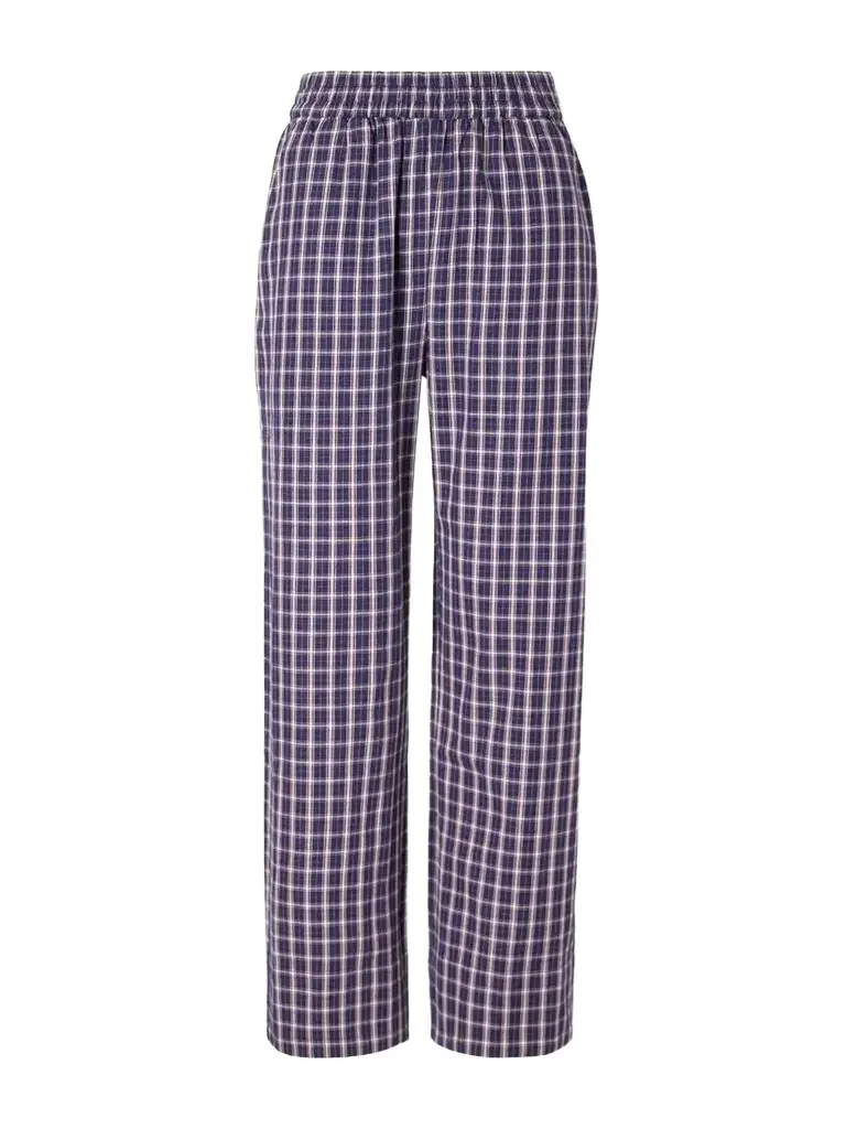 SKALL Jasmine Checked Organic Cotton-poplin Wide-leg Pants