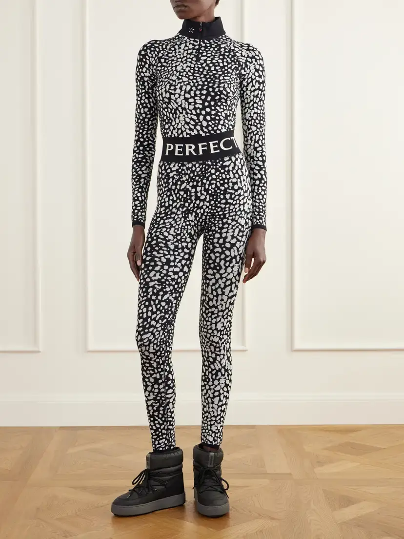 Perfect Moment Leopard-jacquard Thermal Half-zip Stretch-knit Base Layer | Thumbnail 2 Perfect Moment Leopard-jacquard Thermal Half-zip Stretch-knit Base Layer | Thumbnail 2