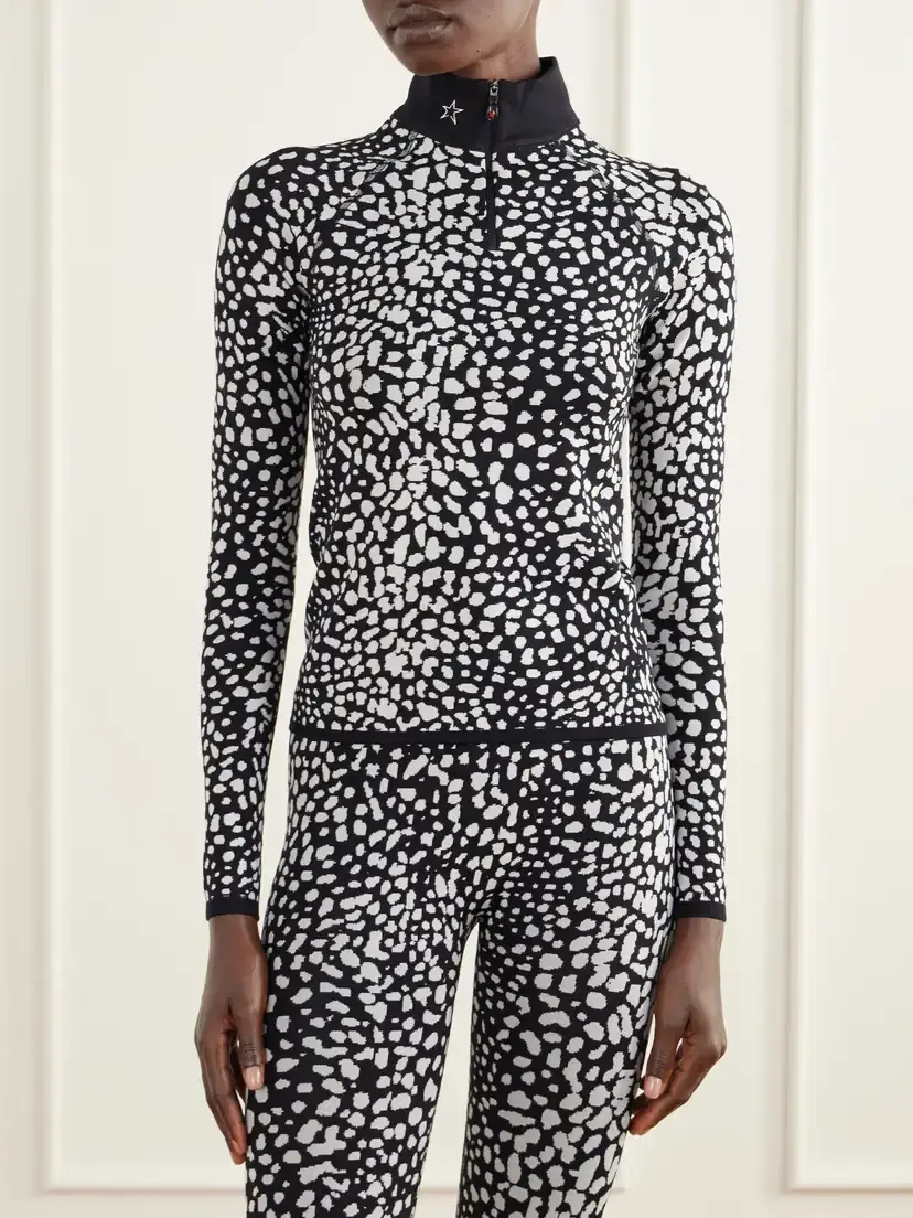 Perfect Moment Leopard-jacquard Thermal Half-zip Stretch-knit Base Layer | Thumbnail 3 Perfect Moment Leopard-jacquard Thermal Half-zip Stretch-knit Base Layer | Thumbnail 3