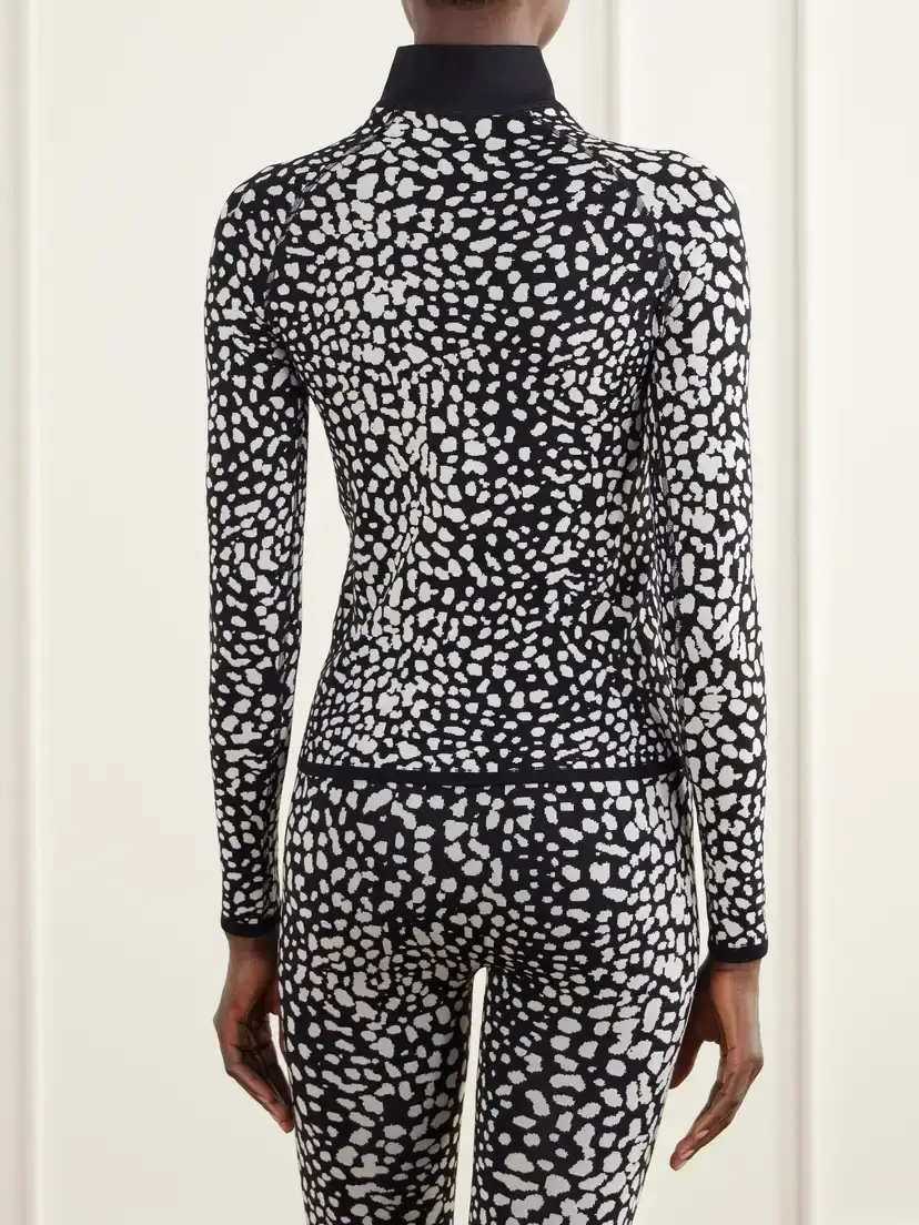 Perfect Moment Leopard-jacquard Thermal Half-zip Stretch-knit Base Layer | Thumbnail 4 Perfect Moment Leopard-jacquard Thermal Half-zip Stretch-knit Base Layer | Thumbnail 4