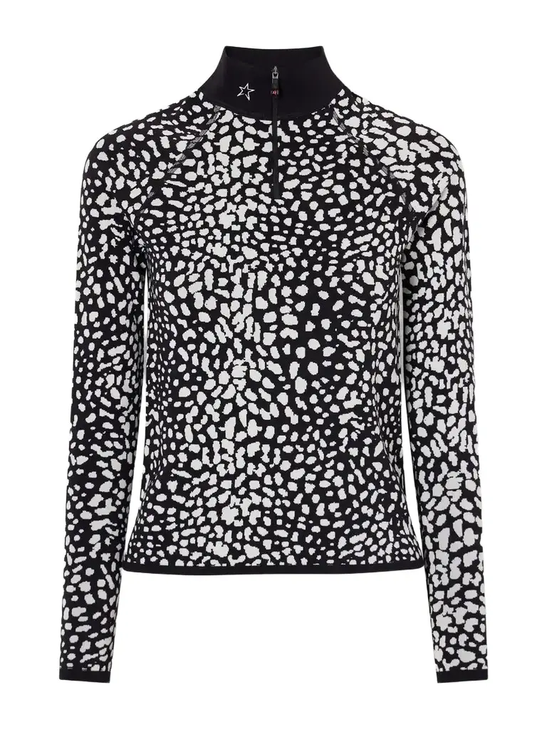 Perfect Moment Leopard-jacquard Thermal Half-zip Stretch-knit Base Layer