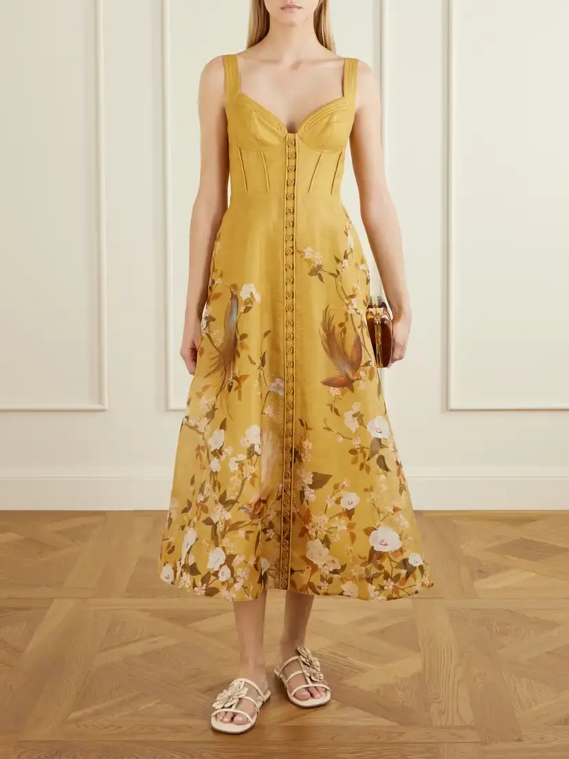 Zimmermann Momentum Corded Floral-print Linen And Silk-blend Woven Midi Dress | Thumbnail 2