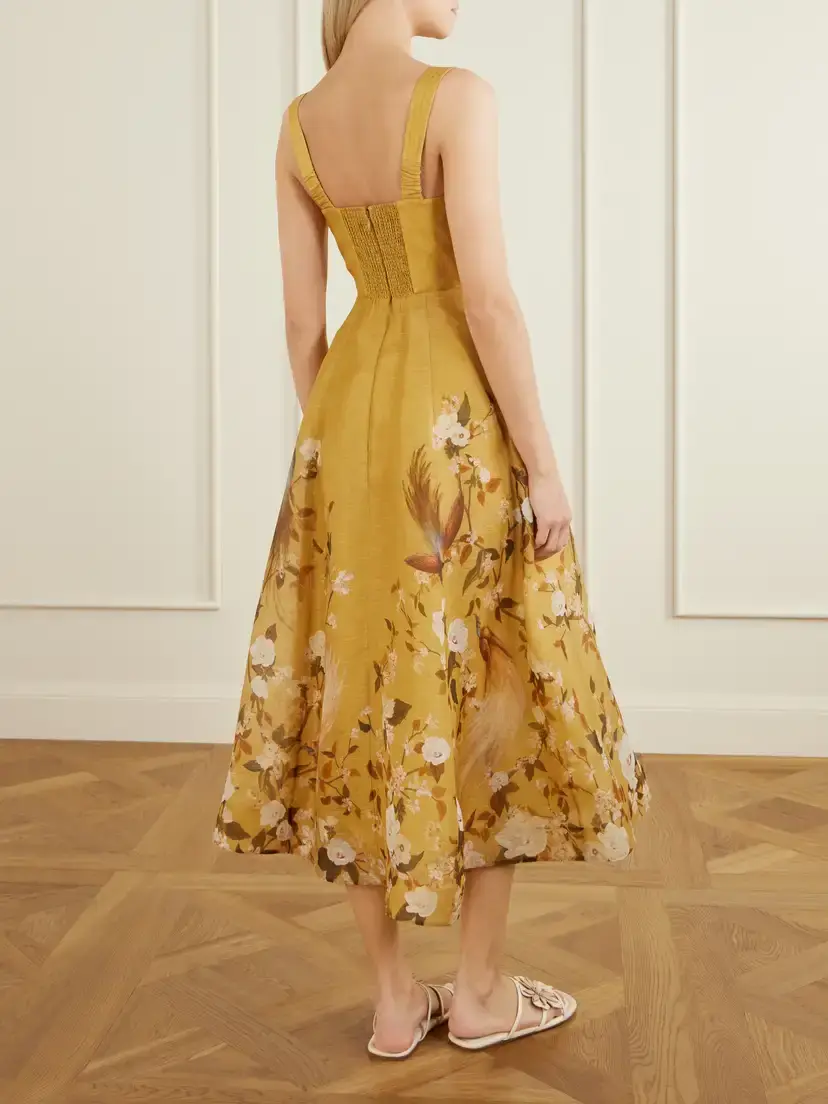 Zimmermann Momentum Corded Floral-print Linen And Silk-blend Woven Midi Dress | Thumbnail 3