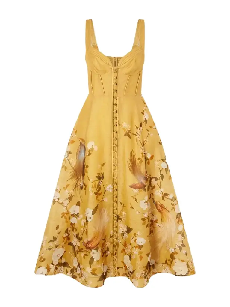 Momentum Corded Floral-print Linen And Silk-blend Woven Midi Dress Momentum Corded Floral-print Linen And Silk-blend Woven Midi Dress