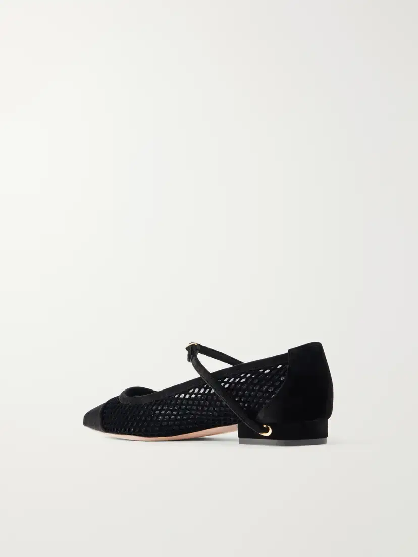 Jennifer Chamandi Lorenzo 20 Suede-trimmed Mesh Ballet Flats | Thumbnail 3 Jennifer Chamandi Lorenzo 20 Suede-trimmed Mesh Ballet Flats | Thumbnail 3