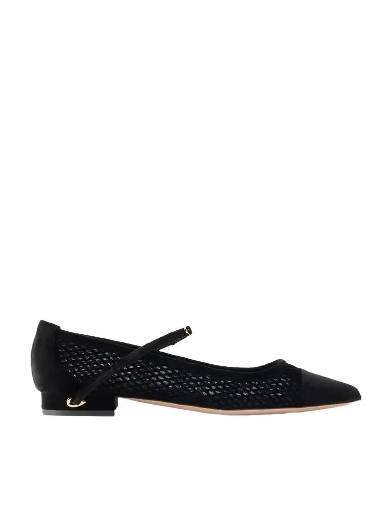Jennifer Chamandi Lorenzo 20 Suede-trimmed Mesh Ballet Flats