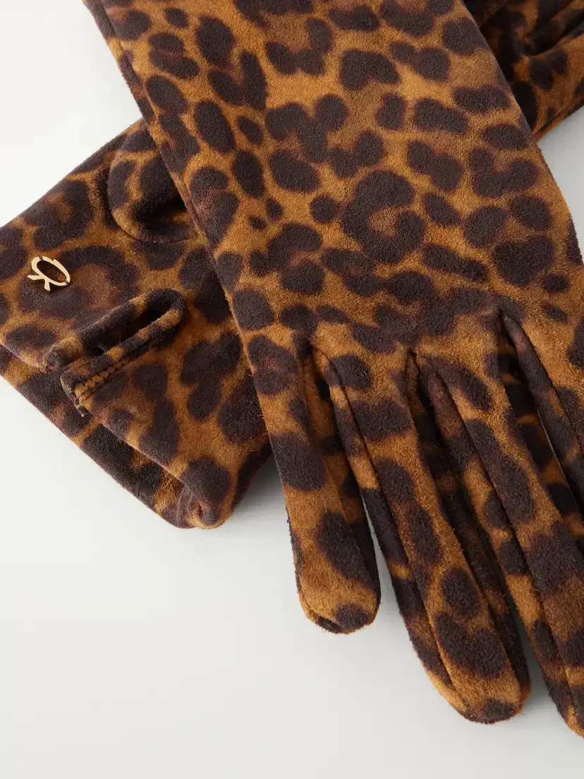 Gianvito Rossi Logo-embellished Leopard-print Suede Gloves | Thumbnail 2
