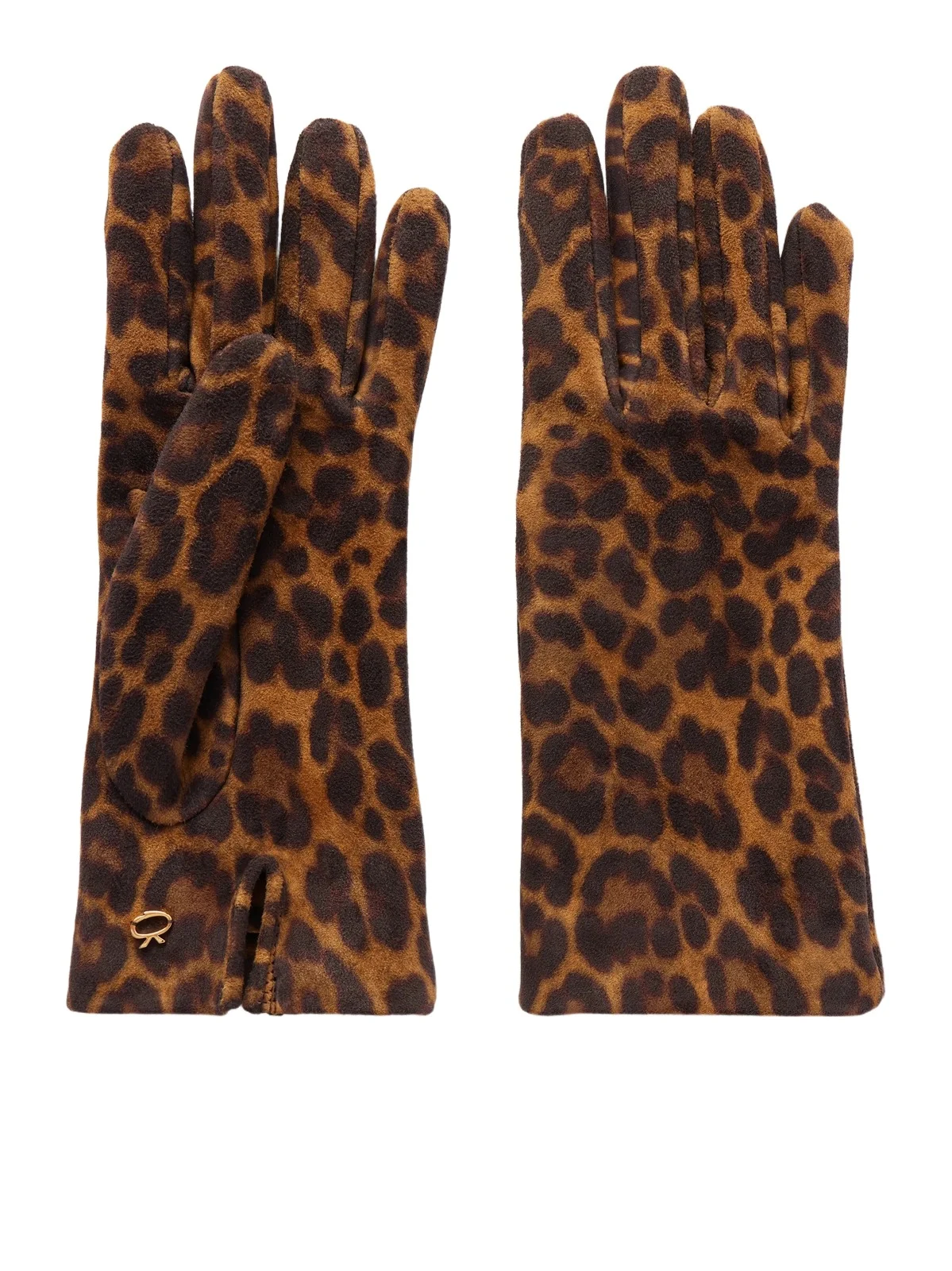 Gianvito Rossi Logo-embellished Leopard-print Suede Gloves