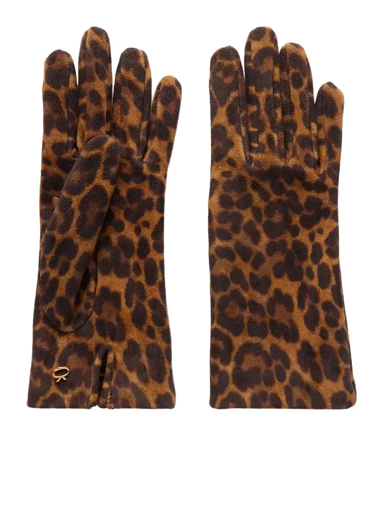 Gianvito Rossi Logo-embellished Leopard-print Suede Gloves
