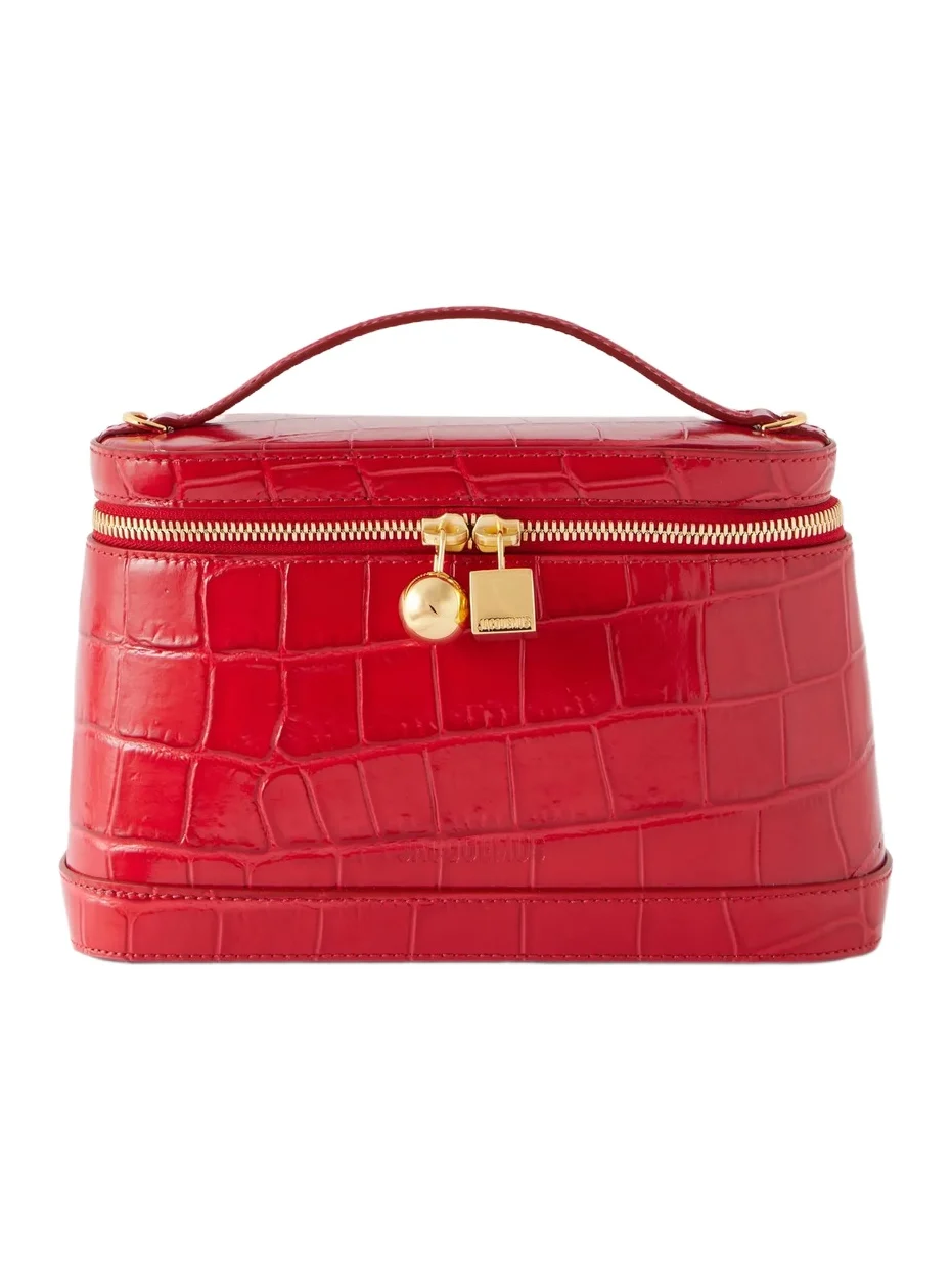 Jacquemus Le Petit Vanity Croc-effect Leather Top-handle Bag