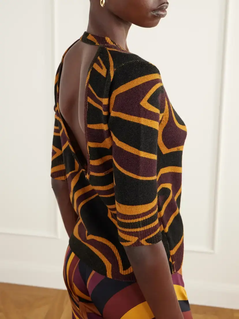 PUCCI Printed Open-back Wool-blend Sweater | Thumbnail 4