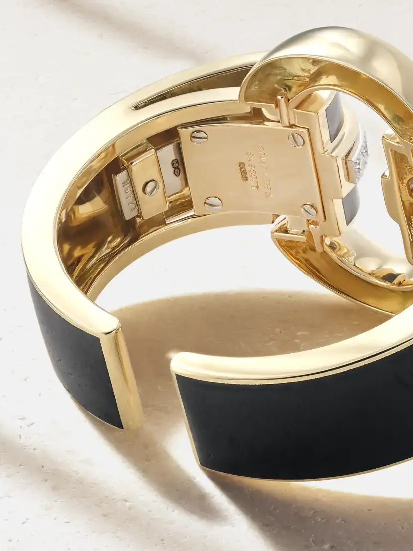 DAVID WEBB Strap 18-karat Gold, Platinum, Diamond And Enamel Cuff | Thumbnail 3 DAVID WEBB Strap 18-karat Gold, Platinum, Diamond And Enamel Cuff | Thumbnail 3