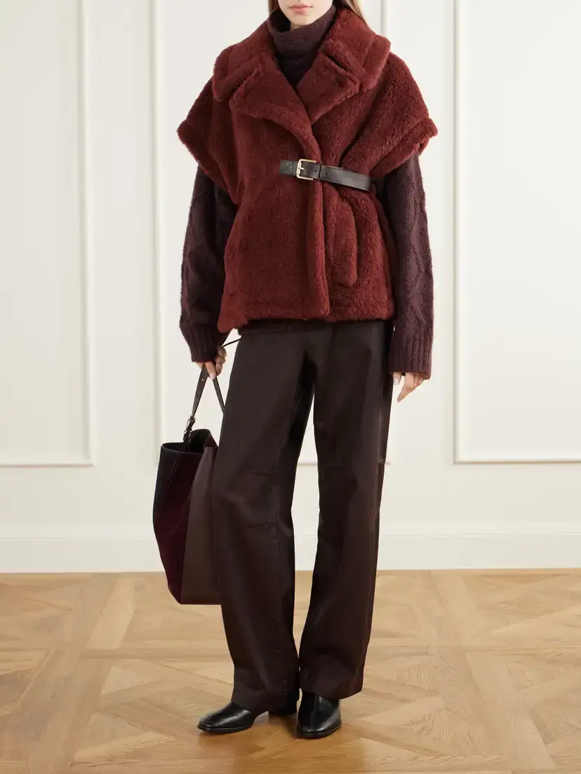 Max Mara Abavo Buckled Alpaca, Wool And Silk-blend Fleece Cape | Thumbnail 2 Max Mara Abavo Buckled Alpaca, Wool And Silk-blend Fleece Cape | Thumbnail 2