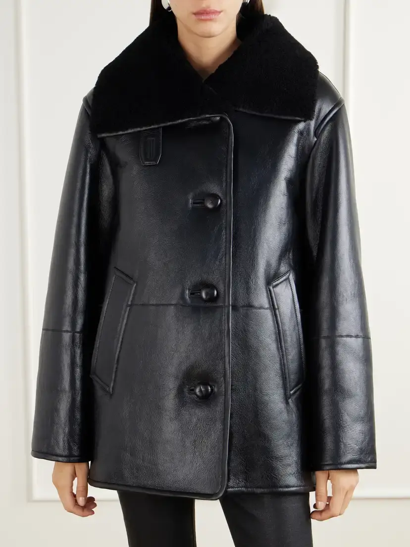 Acne Studios Paneled Shearling-trimmed Leather Coat | Thumbnail 3 Acne Studios Paneled Shearling-trimmed Leather Coat | Thumbnail 3