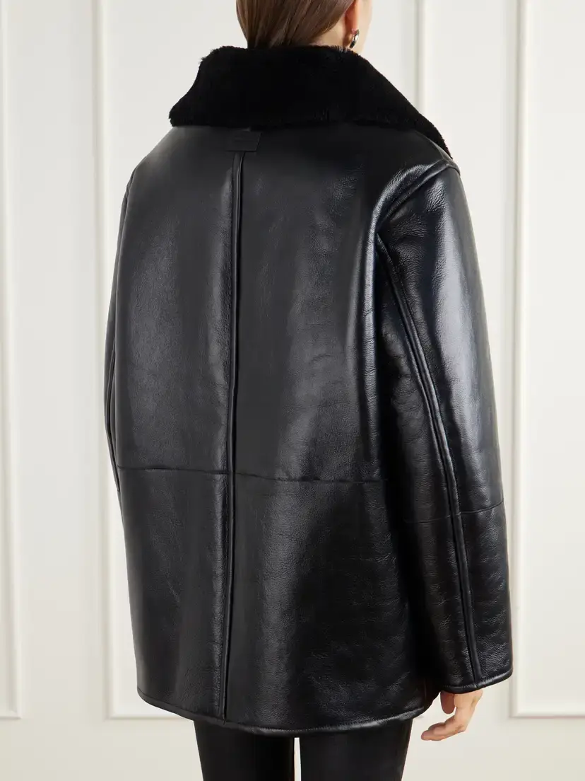 Acne Studios Paneled Shearling-trimmed Leather Coat | Thumbnail 4 Acne Studios Paneled Shearling-trimmed Leather Coat | Thumbnail 4