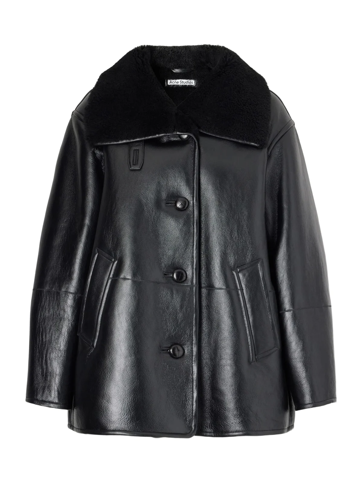 Acne Studios Paneled Shearling-trimmed Leather Coat