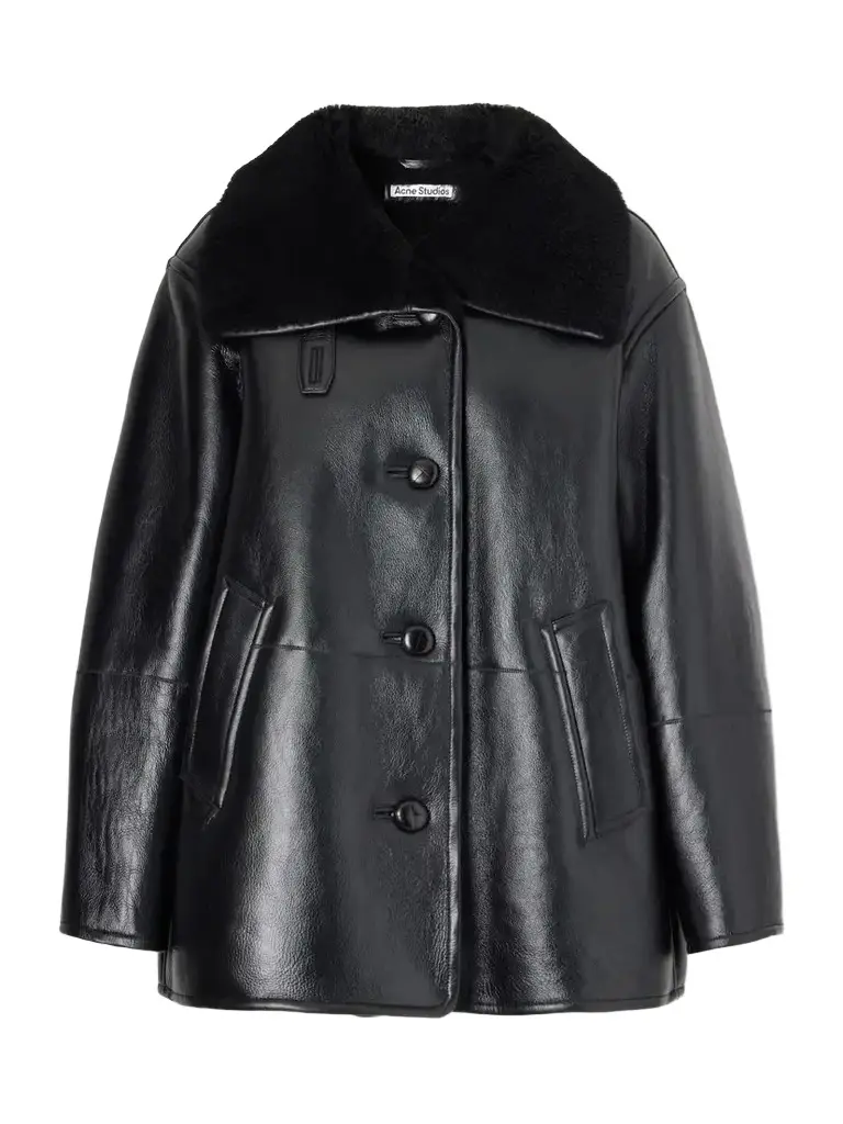 Acne Studios Paneled Shearling-trimmed Leather Coat
