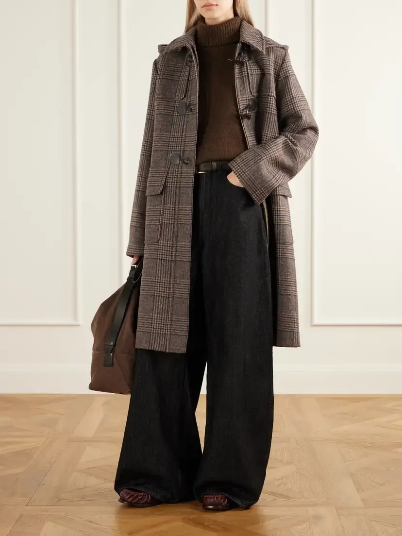 Barbour Melody Leather-trimmed Prince Of Wales Checked Wool-blend Woven Coat | Thumbnail 2 Barbour Melody Leather-trimmed Prince Of Wales Checked Wool-blend Woven Coat | Thumbnail 2